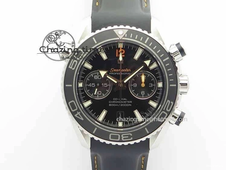 0115 Planet Ocean Master Chrono 45mm SS OM 1:1 Best Edition Black Dial Orange 12 On Rubber Strap A Durable 8169